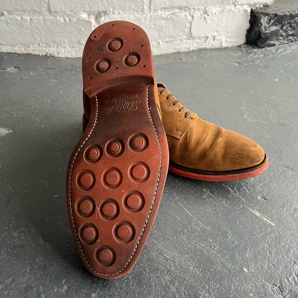 Alfred Sargent plain toe blucher, snuff suede, Dainite soles, size 6.5/7.5. - Picture 3 of 5